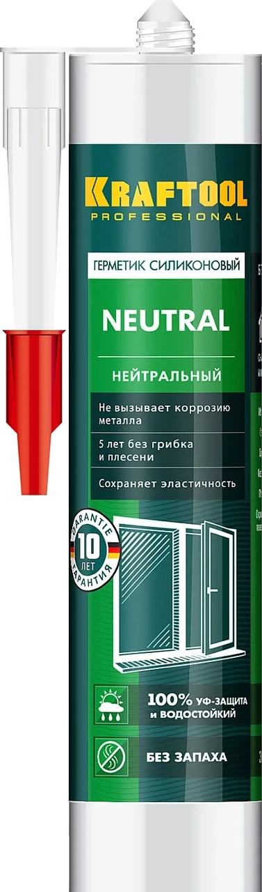 Нейтральный силиконовый герметик KRAFTOOL Neutral 300 мл белый - фото 1 - id-p205287439