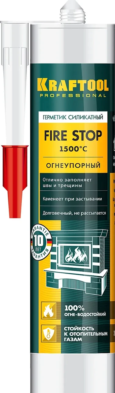 Огнеупорный силикатный герметик KRAFTOOL Fire Stop 300 мл черный - фото 1 - id-p205287442