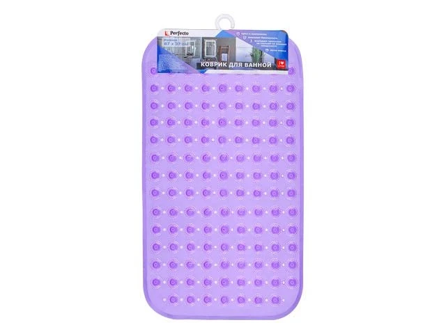 Коврик для ванной, прямоугольный с пузырьками, 67х37 см, фиолетовый, PERFECTO LINEA - фото 1 - id-p197478815