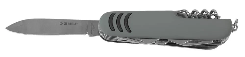 Нож ЗУБР Мастер складной многофункциональный, 12 в 1 , обрезиненная рукоятка - фото 1 - id-p205287869