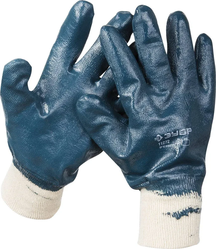 Прочные перчатки ЗУБР с манжетой, с нитриловым покрытием, масло-бензостойкие, износостойкие, L(9), HARD, - фото 1 - id-p205299799