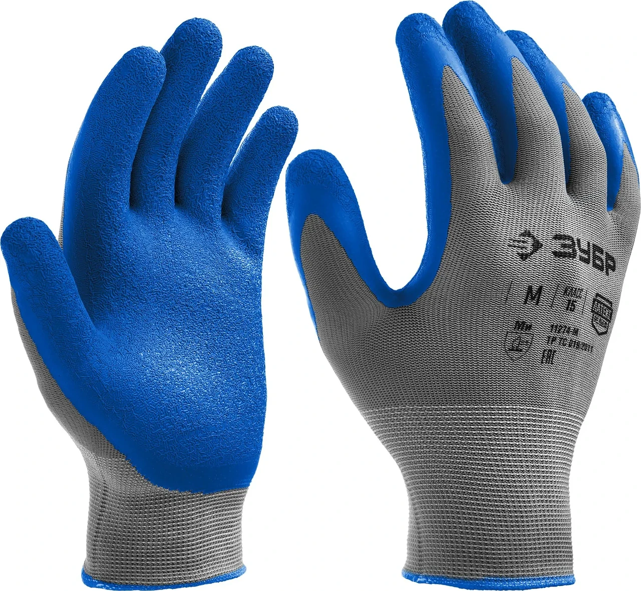 Противоскользящие перчатки ЗУБР РЕЛЬЕФНЫЕ тонкое латексное рельефное покрытие, размер XL - фото 1 - id-p205299803