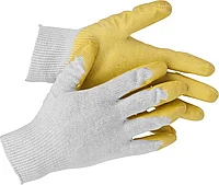 Перчатки с латексным обливом STAYER PROTECT, эластичные, натуральный хлопок, размер L-XL