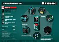 Дальномер LD-40 лазерный, дальность 5см - 40м, точность 1,5 мм, KRAFTOOL 34763