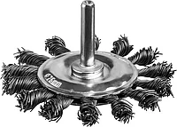 Щетка дисковая для дрели, жгутированная стальная проволока 0,5 мм, d=75 мм, MIRAX 35146-075
