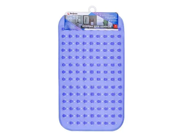 Коврик для ванной, прямоугольный с пузырьками, 67х37 см, синий, PERFECTO LINEA - фото 1 - id-p199810183