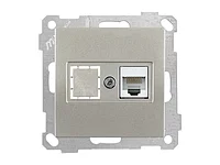 Розетка компьютерная 1xRJ45 (Cat5e, скрытая, без рамки) титан, DARIA, MUTLUSAN ((RJ 45) 8-pin, соединения