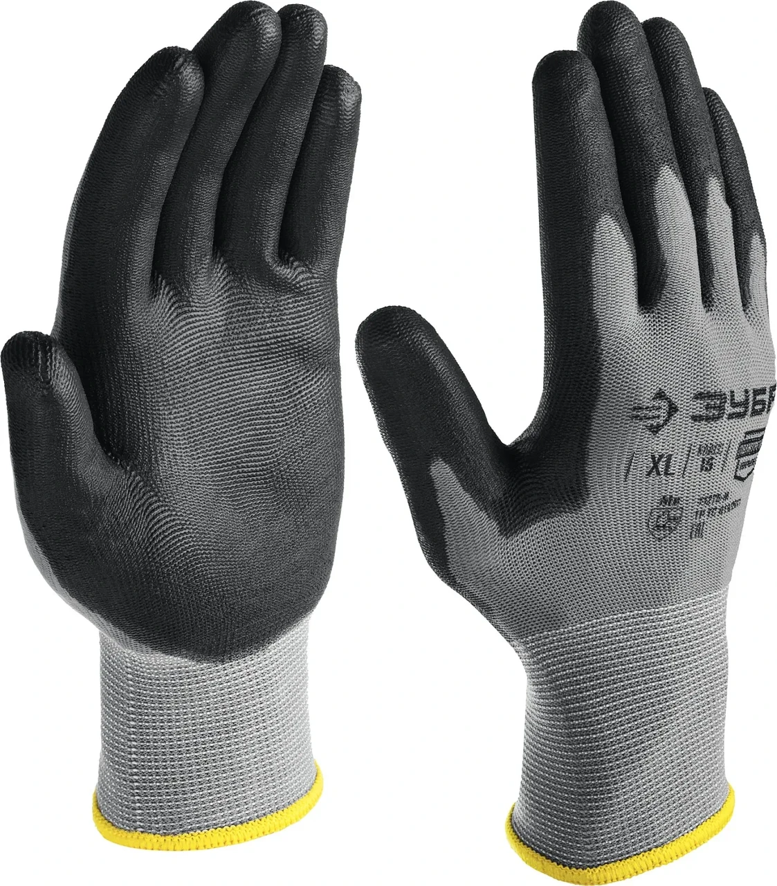 Перчатки с полиуретановым покрытием ЗУБР ТОЧНАЯ РАБОТА, тонкое покрытие для точных работ, размер L - фото 1 - id-p205299875