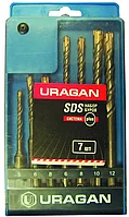 URAGAN Набор буров SDS-plus 7 шт: 5 x 110, 6 x 110, 8 x 110, 6 x 160, 8 x 160, 10 x 160, 12 x 160 мм