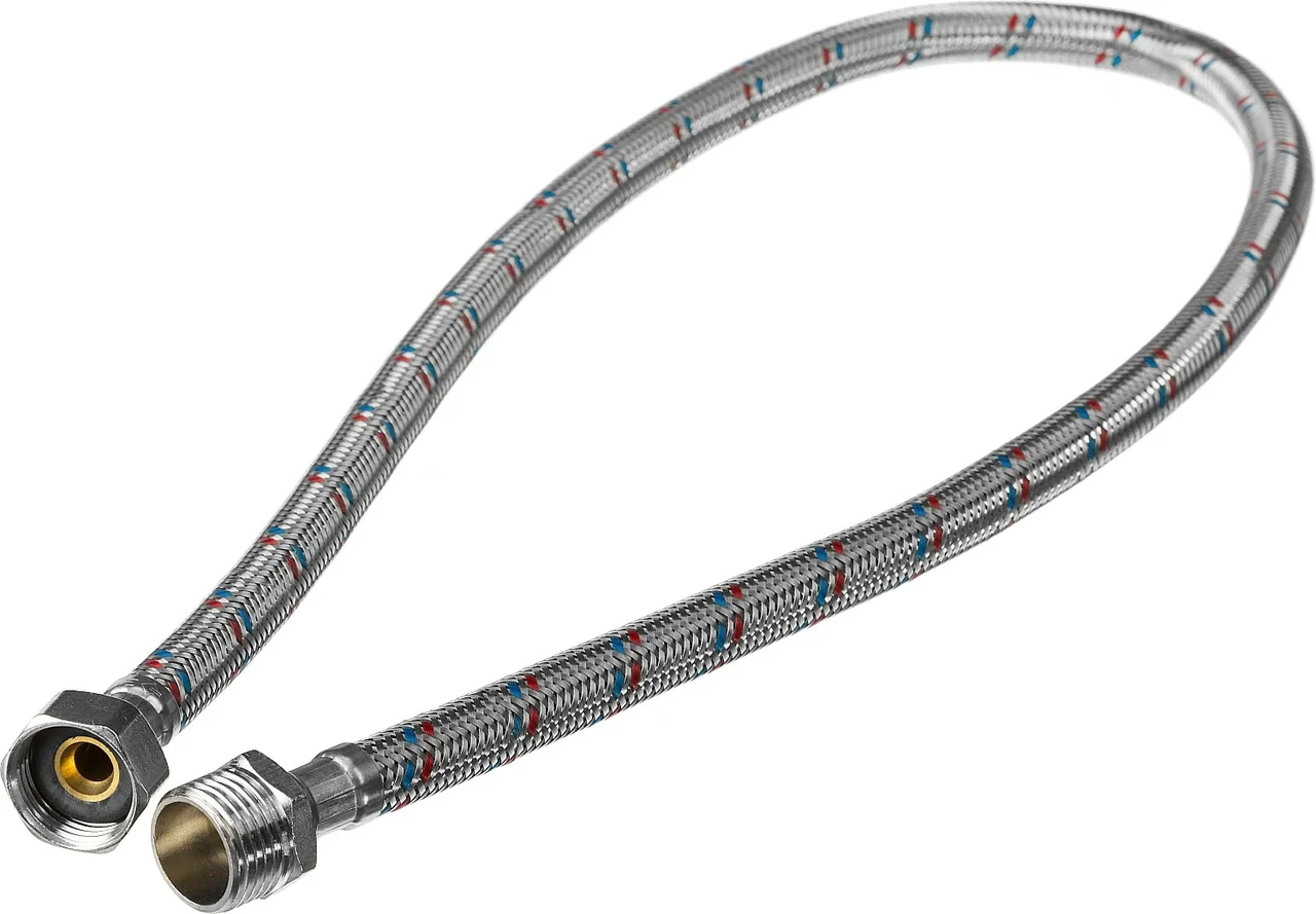 Подводка гибкая ЗУБР для воды, оплетка из нержавеющей стали, г/ш 1/2 - 0,8м - фото 1 - id-p205300845