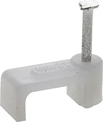 Скоба-держатель прямоугольная СД-П, 4 мм, 50 шт, с оцинкованным гвоздем ЗУБР Профессионал