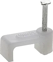 Скоба-держатель прямоугольная СД-П, 5 мм, 50 шт, с оцинкованным гвоздем ЗУБР Профессионал