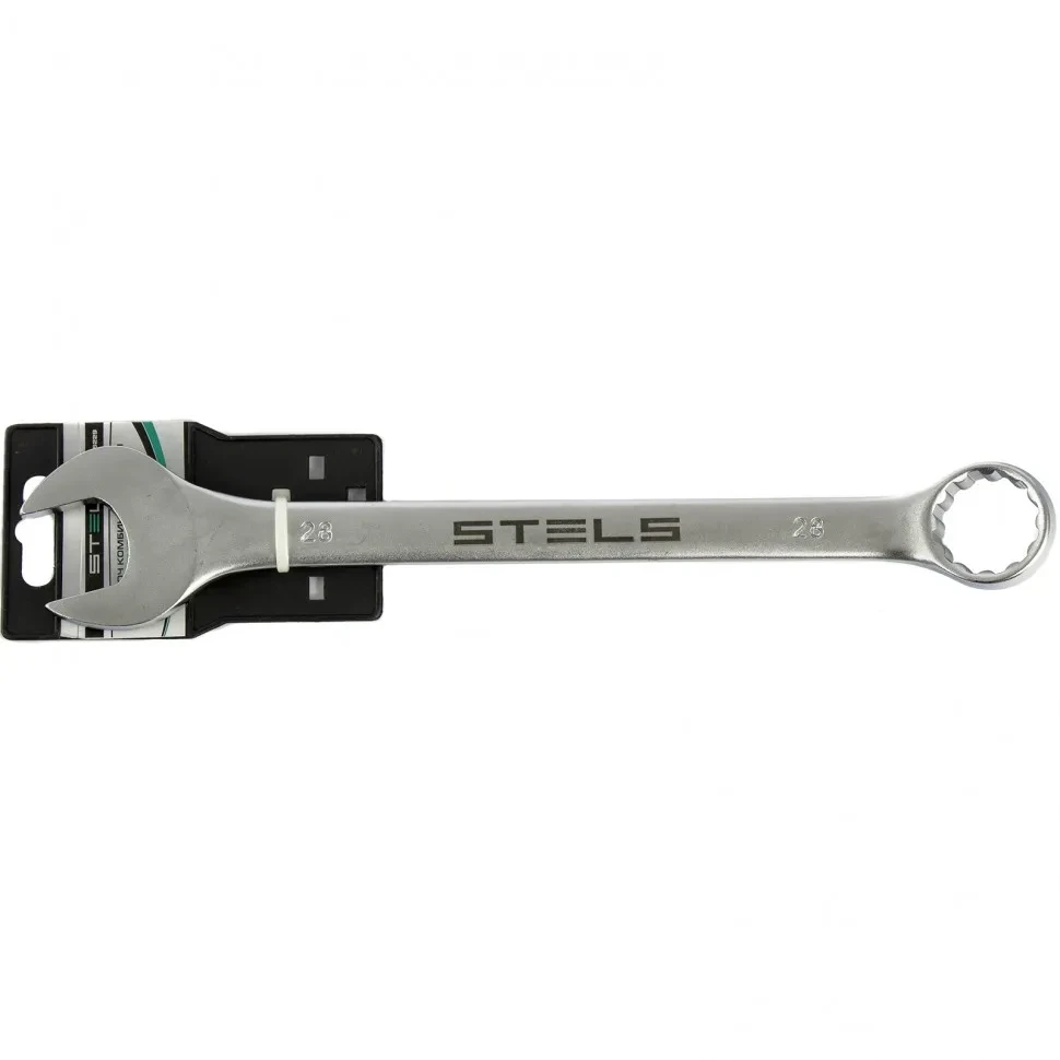 Ключ комбинированный, 28 мм, CrV, матовый хром Stels - фото 1 - id-p197451731
