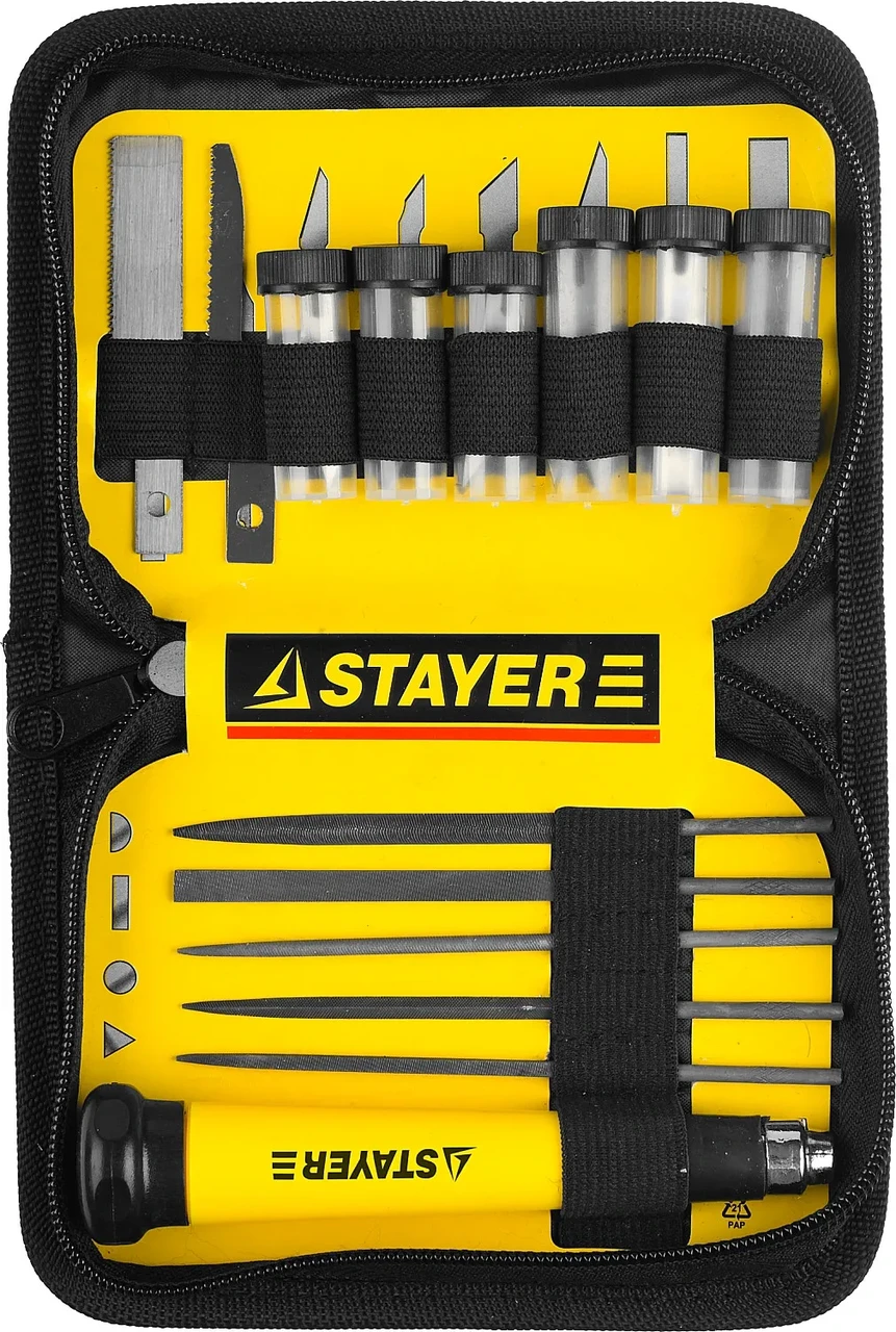 Набор STAYER Нож MASTER для точных работ в комплекте с лезвиями различной формы и надфилями, в чехле,38 - фото 1 - id-p205307110