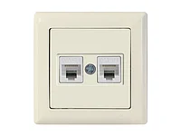 Розетка компьютерная 2xRJ45 (Cat6, скрытая) кремовая, DARIA, MUTLUSAN ((2xRJ 45) 8-pin, соединения типа 568A