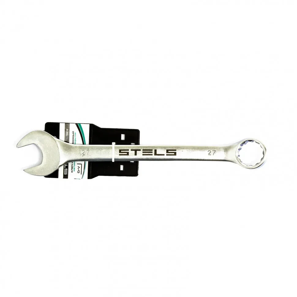 Ключ комбинированный, 27 мм, CrV, матовый хром Stels - фото 1 - id-p197451761