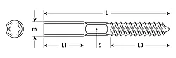 Шпилька сантехническая, шестигранник, Torx 25, М8x60мм, 1800шт, оцинкованная, ЗУБР