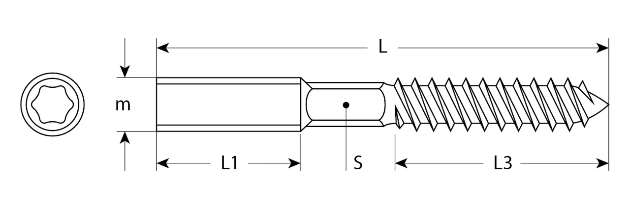 Шпилька сантехническая, шестигранник, Torx 25, М8x80мм, 1200шт, оцинкованная, ЗУБР