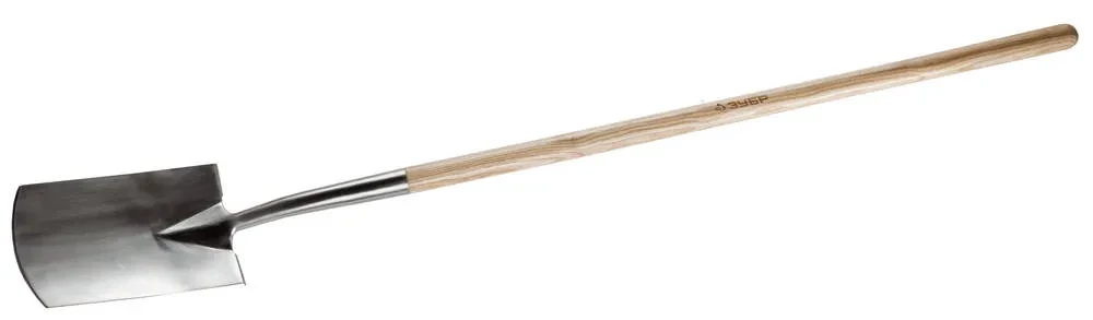 Лопата штыковая прямоугольная из нержавеющей стали, деревянный черенок, ЗУБР Профессионал - фото 1 - id-p205294310