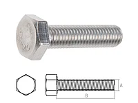 Болт М8х100 шестигр., нерж.сталь (А2), DIN 933 (50 шт в карт. уп.) (STARFIX)