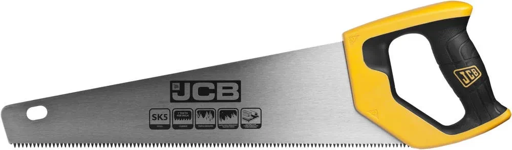 Ножовка JCB по дереву, полотно из стали SK5, 3-х гранные зубья, двухкомпонентная рукоятка, 375мм - фото 1 - id-p205297859