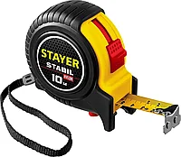 STAYER STABIL 10м / 25мм профессиональная рулетка в ударостойком обрезиненном корпусе с двумя фиксаторами