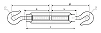 Талреп DIN 1480, крюк-крюк, М5, 1 шт, кованая натяжная муфта, оцинкованный, ЗУБР