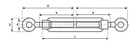 Талреп DIN 1480, кольцо-кольцо, М10, 1 шт, кованая натяжная муфта, оцинкованный, ЗУБР