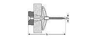 Дюбель полипропиленовый, тип Бабочка , для пустотелых конструкций, с оцинкованным саморезом, 10 х 50 мм, 4