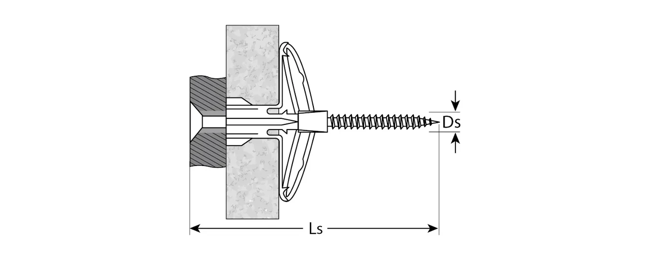Дюбель полипропиленовый, тип Бабочка , для пустотелых конструкций, с оцинкованным саморезом, 10 х 50 мм, 4 - фото 1 - id-p205288321