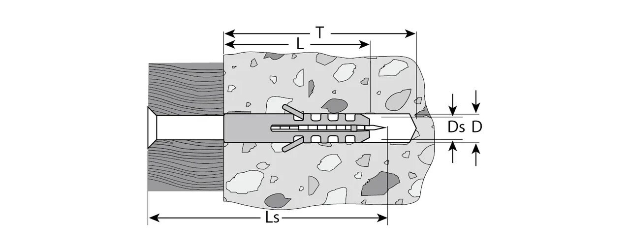 Дюбель распорный полипропиленовый, тип ЕВРО , в комплекте с шурупом, 6 х 40 / 4,0 х 50 мм, 10 шт, ЗУБР - фото 1 - id-p205288394
