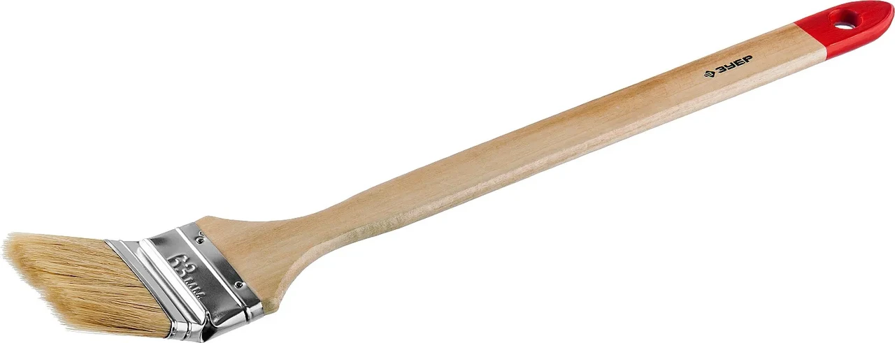 Кисть радиаторная угловая ЗУБР УНИВЕРСАЛ-МАСТЕР , светлая натуральная щетина, деревянная ручка, 63мм - фото 1 - id-p205291569