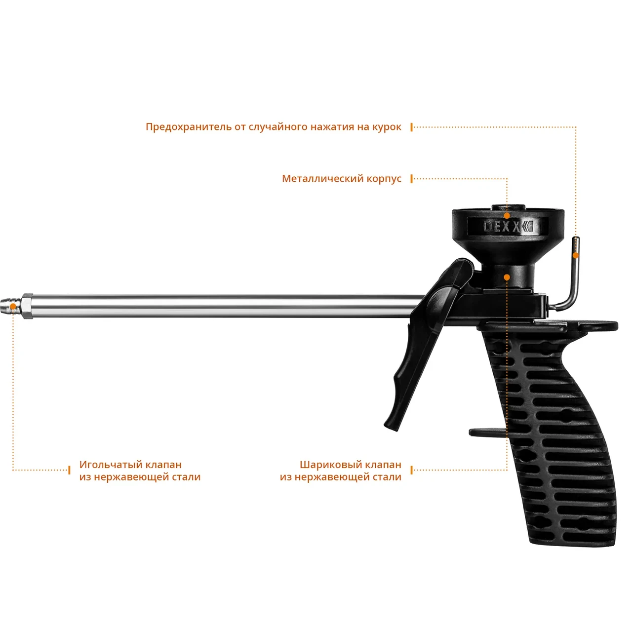 DEXX MIX пистолет для монтажной пены, пластиковый корпус - фото 1 - id-p205300476
