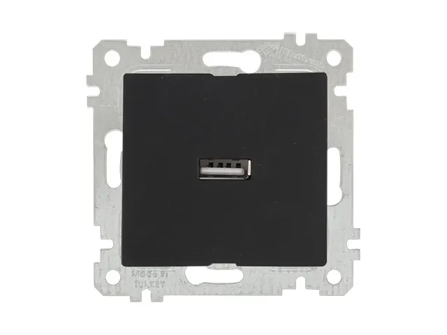 Розетка 1-ая USB (скрытая, без рамки) черная, RITA, MUTLUSAN (USB-зарядка, 5V-2.1A)