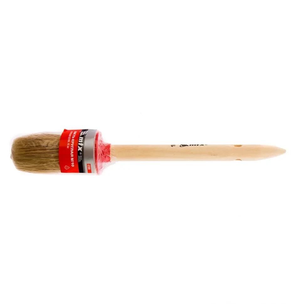 Кисть круглая №10 (40 мм), натуральная щетина, деревянная ручка MTX - фото 1 - id-p197450179