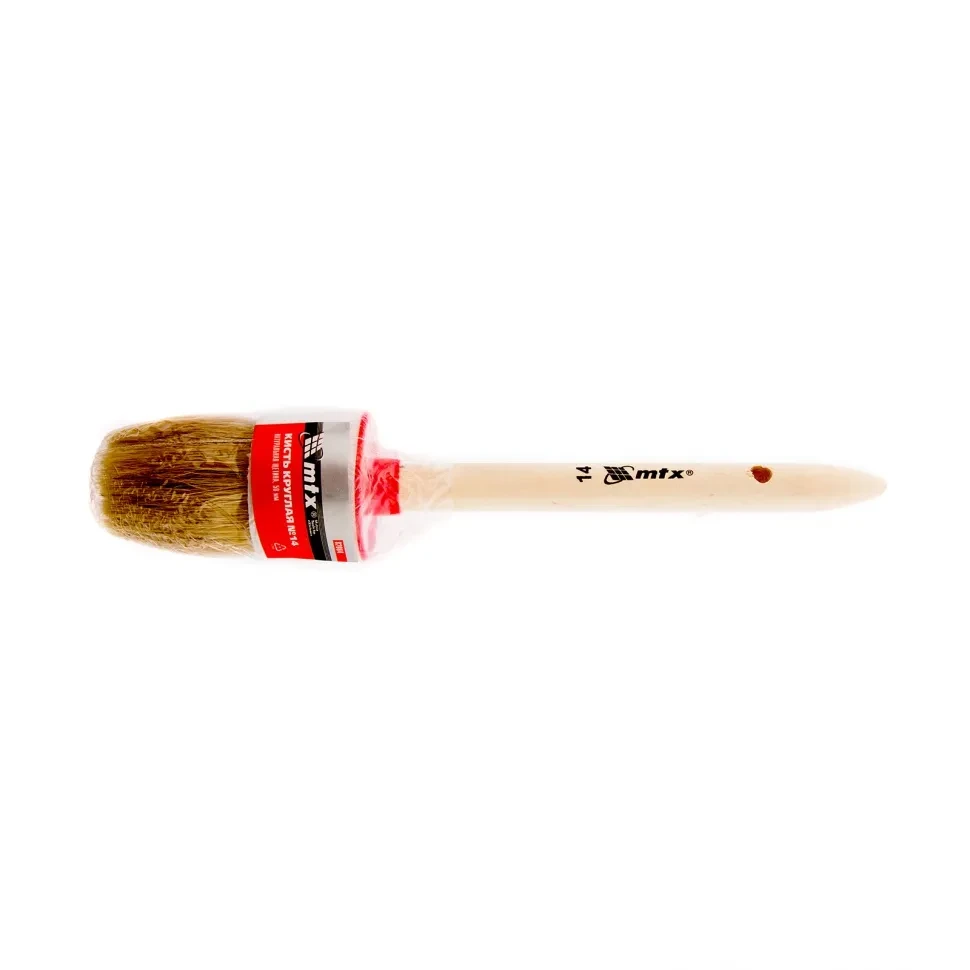 Кисть круглая №14 (50 мм), натуральная щетина, деревянная ручка MTX - фото 1 - id-p197450181