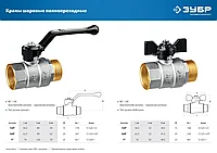 Кран шаровой ЗУБР полнопроходной мама-папа , ручка, никелированная латунь, 1