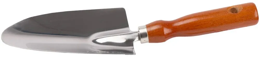 Совок GRINDA посадочный широкий из нержавеющей стали с деревянной ручкой, 290 мм - фото 1 - id-p205290837