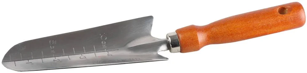 Совок GRINDA посадочный узкий из нержавеющей стали с деревянной ручкой, 290 мм - фото 1 - id-p205290838