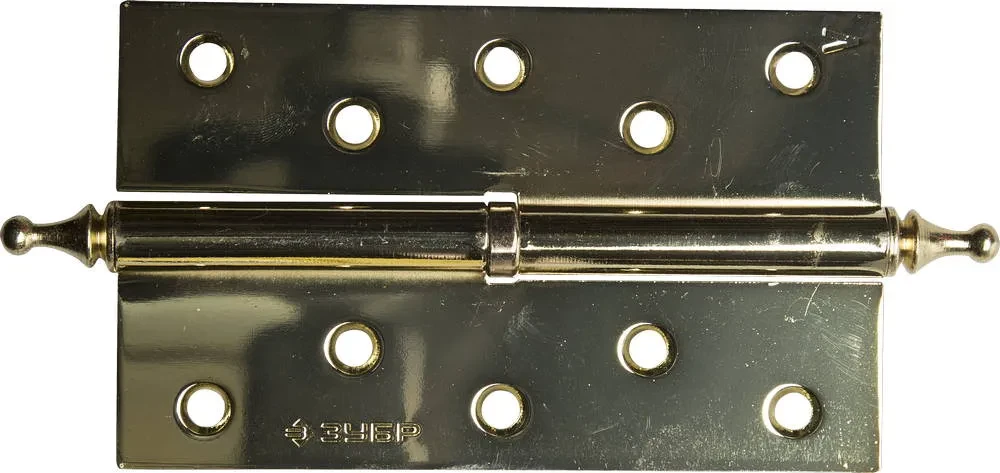 Петля дверная разъемная ЗУБР ЭКСПЕРТ , 1 подшипник, цвет латунь (PB), левая, с крепежом, 125х75х2,5мм, 2 шт - фото 1 - id-p205310811