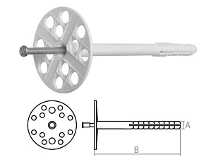 Дюбеля для теплоизоляции с металлическим гвоздем