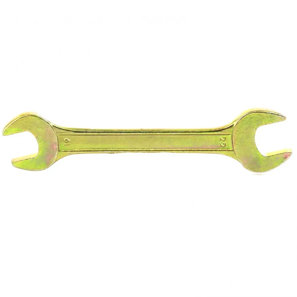 Ключ рожковый, 19 х 22 мм, желтый цинк Сибртех - фото 1 - id-p197452330