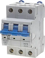 Выключатель автоматический СВЕТОЗАР 3-полюсный, 6 A, C , откл. сп. 6 кА, 400 В