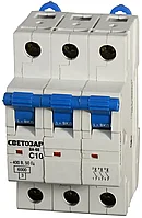 Выключатель автоматический СВЕТОЗАР 3-полюсный, 10 A, C , откл. сп. 6 кА, 400 В