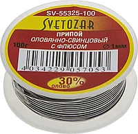 Припой СВЕТОЗАР ПОС30,1 мм, 100г, трубка с флюсом, катушка