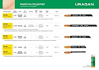 Полотна URAGAN, T144D, HCS, по дереву, ДВП, ДСП, T-хвост., шаг 4мм, 100/75мм, 2шт