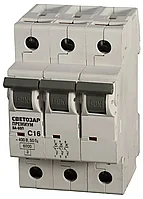 Выключатель автоматический СВЕТОЗАР ПРЕМИУМ 3-полюсный, 6 A, C , откл. сп. 6 кА, 400 В