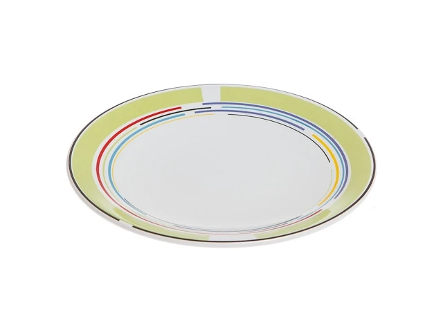 Тарелка десертная керамическая, 199 мм, круглая, серия Самсун, оливковая полоска, PERFECTO LINEA (Супер цена!) - фото 1 - id-p197477761