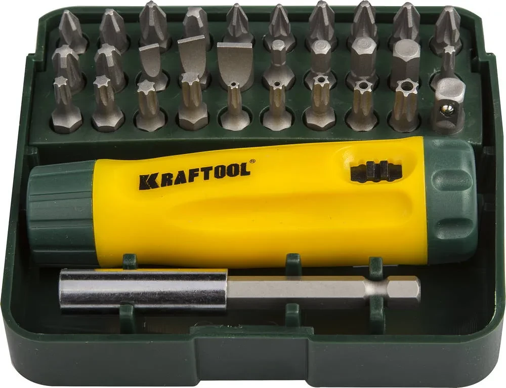 KRAFTOOL Kompakt-32 набор: реверсивная отвертка с насадками 32 шт - фото 1 - id-p205298980