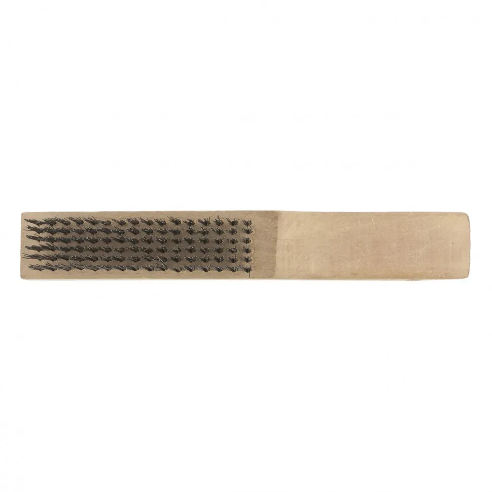 Щетка зачистная шестирядная, закаленная прямая проволока с деревянной ручкой Сибртех - фото 1 - id-p197488975